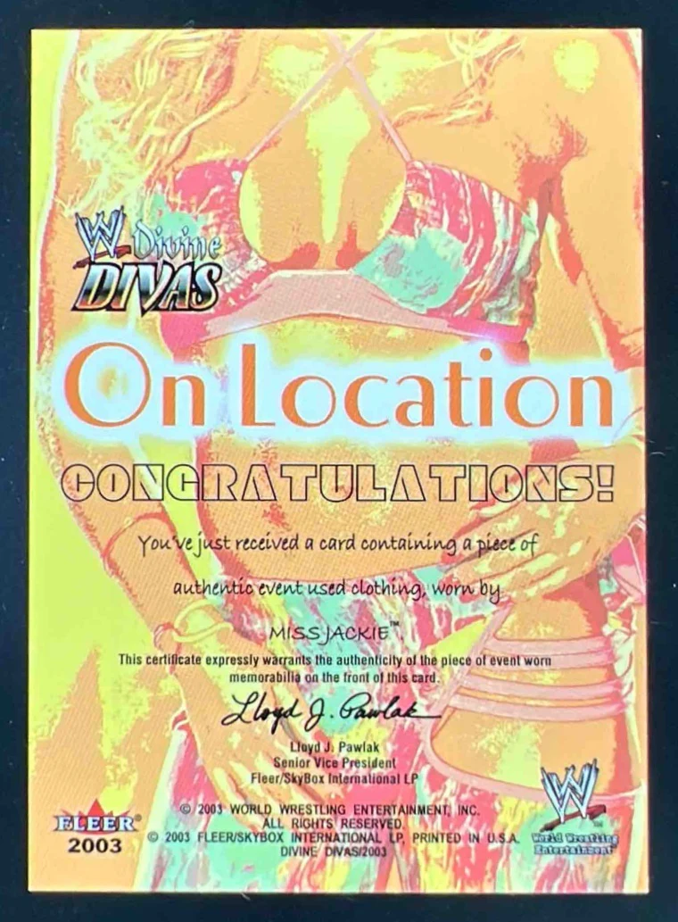 2003 Fleer WWE Divine Divas On Location Memorabilia #NNO Miss Jackie - Image 2