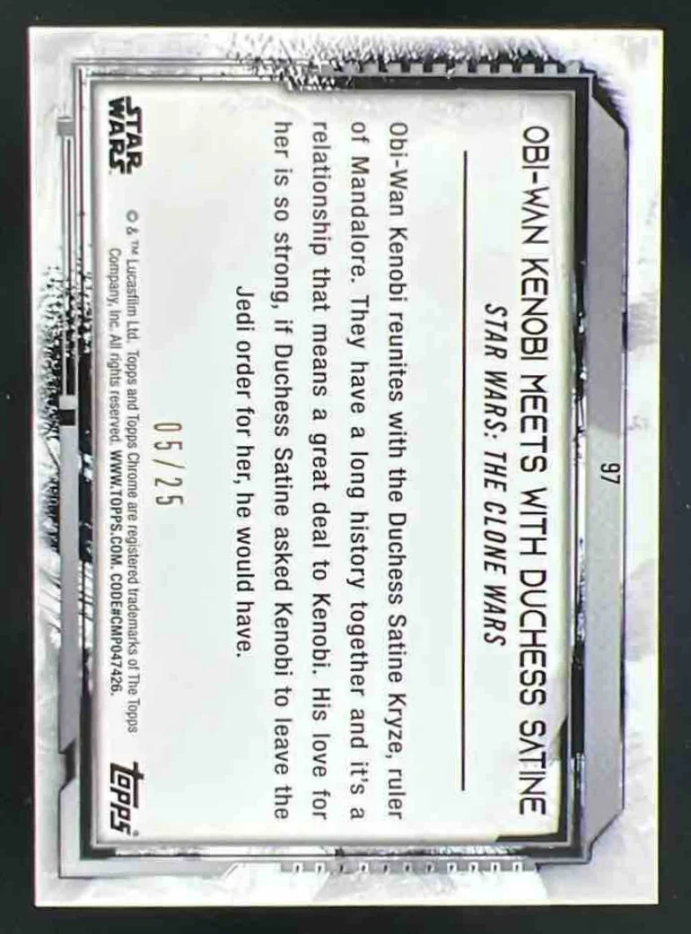 2021 Topps Chrome Star Wars Orange Obi-Wan Kenobi Meets With Duchess Satine /25 - Image 2