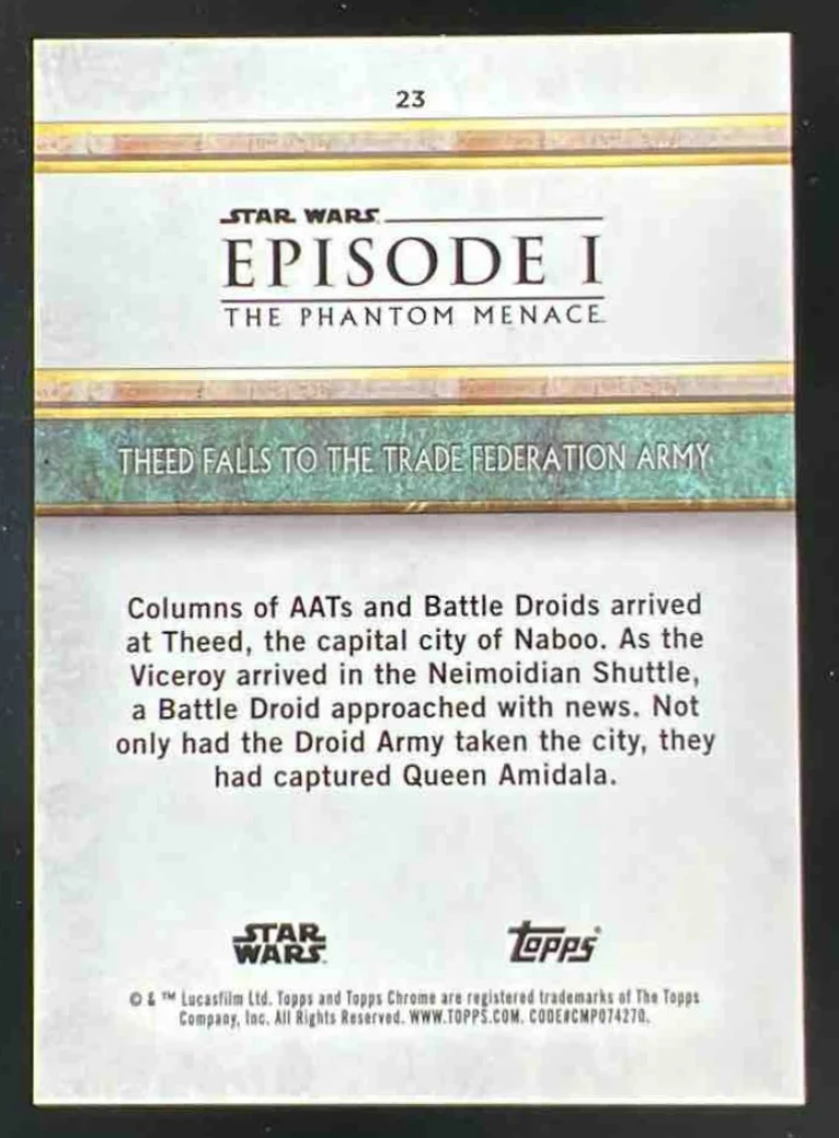 2024 Topps Chrome Sapphire Star Wars Red Theed Falls Trade Federation Army /5 - Image 2