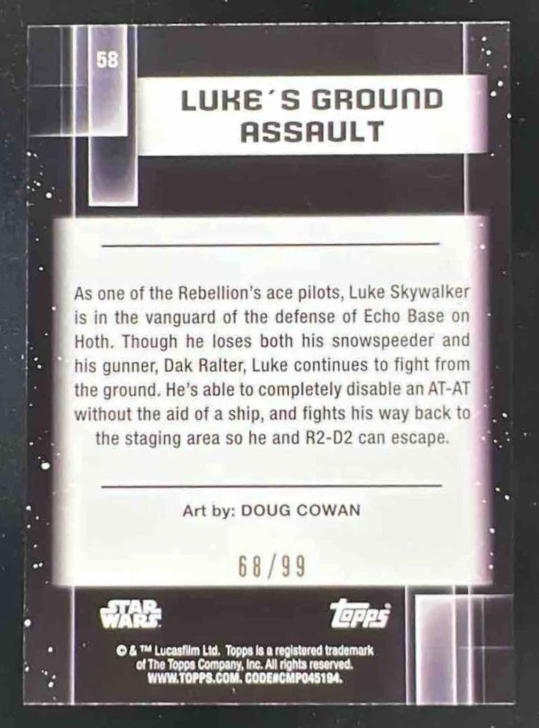 2021 Topps Chrome Star Wars Galaxy Wave Refractor #58 Luke s Ground Assault /99 - Image 2