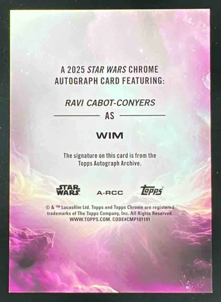 2025 Topps Chrome Star Wars Gold Refractor Ravi Cabot-Conyers Wim Auto /50 - Image 2