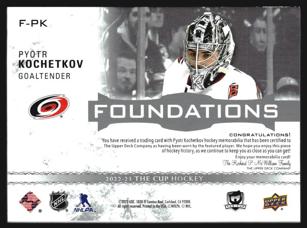 2022-23 The Cup Foundations Jerseys #FPK Pyotr Kochetkov /99 - Image 2