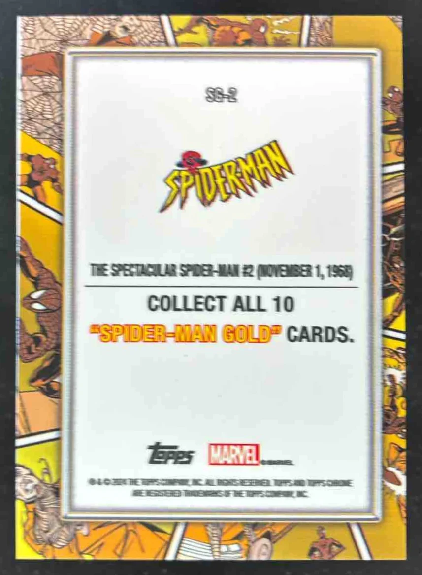 2024 Topps Chrome Marvel Spider man Gold #SG-2 The Spectacular Spider-man #2 - Image 2