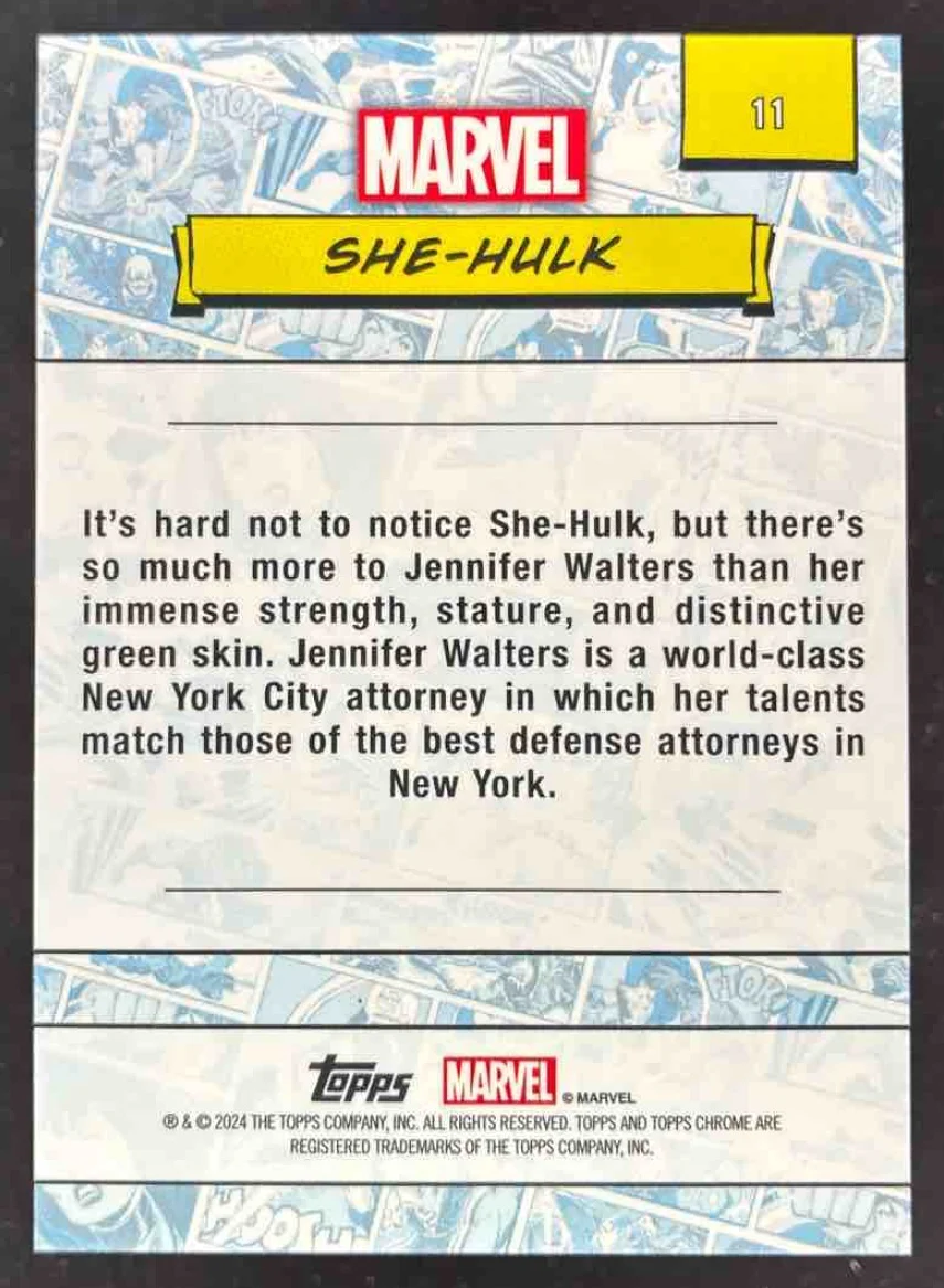 2024 Topps Chrome Marvel Purple Refractor #11 She-hulk /75 - Image 2