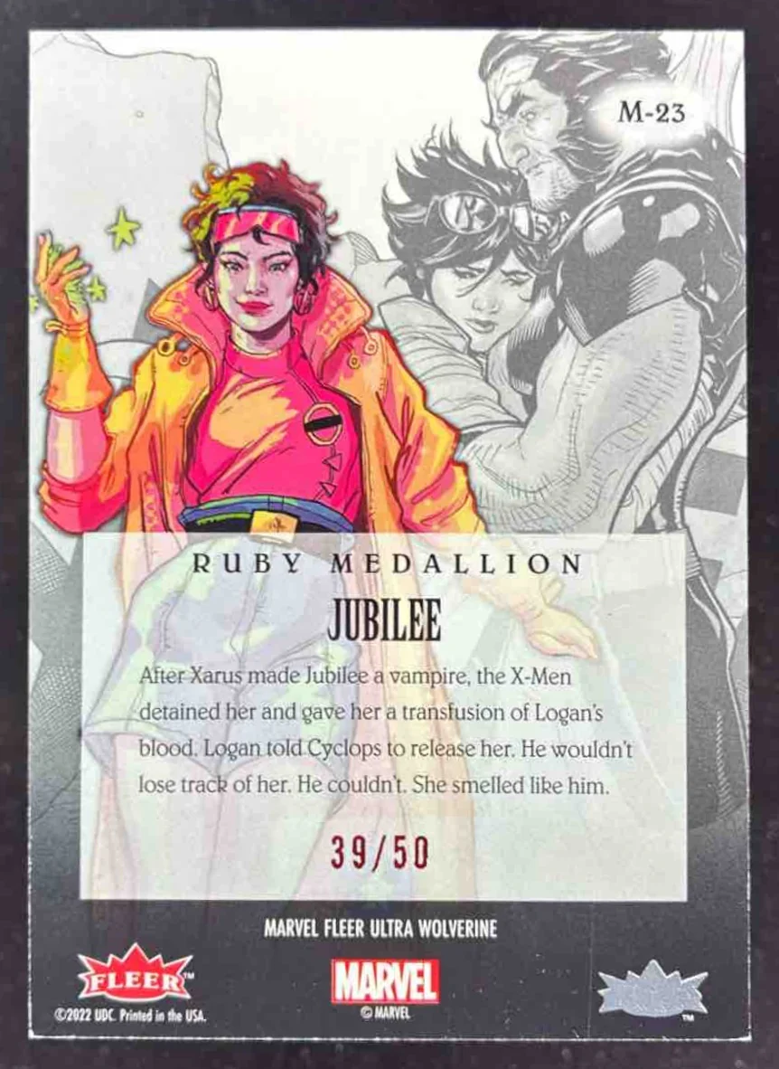 2023 Fleer Ultra Marvel Wolverine Medallions Red #M-23 Jubilee /50 - Image 2