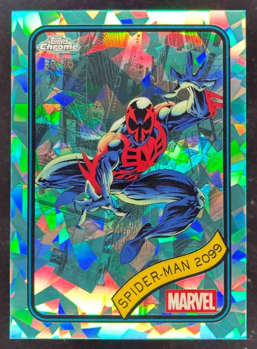 2025 Topps Chrome Marvel Sapphire Aqua Sapphire Refractor Spider-Man 2099 /75