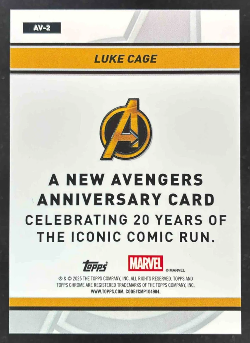 2025 Topps Chrome Marvel The New Avengers 20th Orange #AV-2 Luke Cage /25 - Image 2
