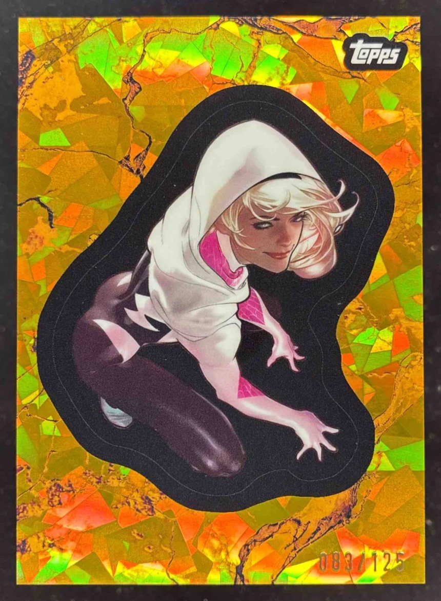2025 Topps Marvel Book Heroes 1975 Golden Gold Atomic #118 Ghost-Spider /125