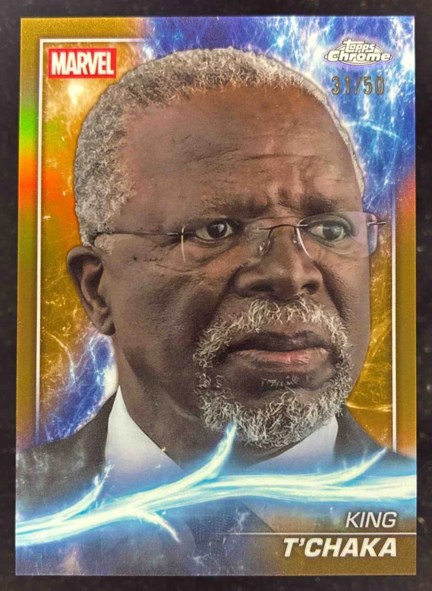 2025 Topps Chrome Marvel Studios Gold Refractor #63 King T'Chaka /50