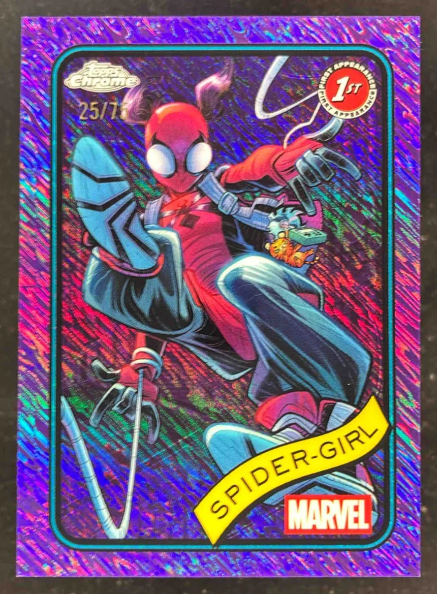 2025 Topps Chrome Marvel Purple Shimmer Refractor #143 Spider-Girl /75