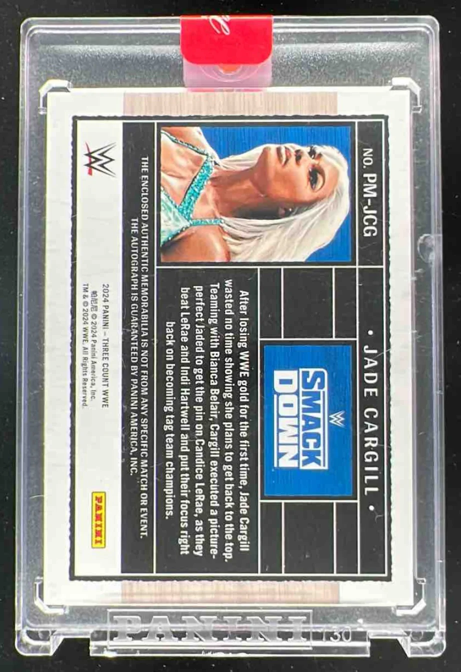 2024 Panini Three Count WWE Prime Memorabilia Platinum Jade Cargill Auto 1/1 - Image 2