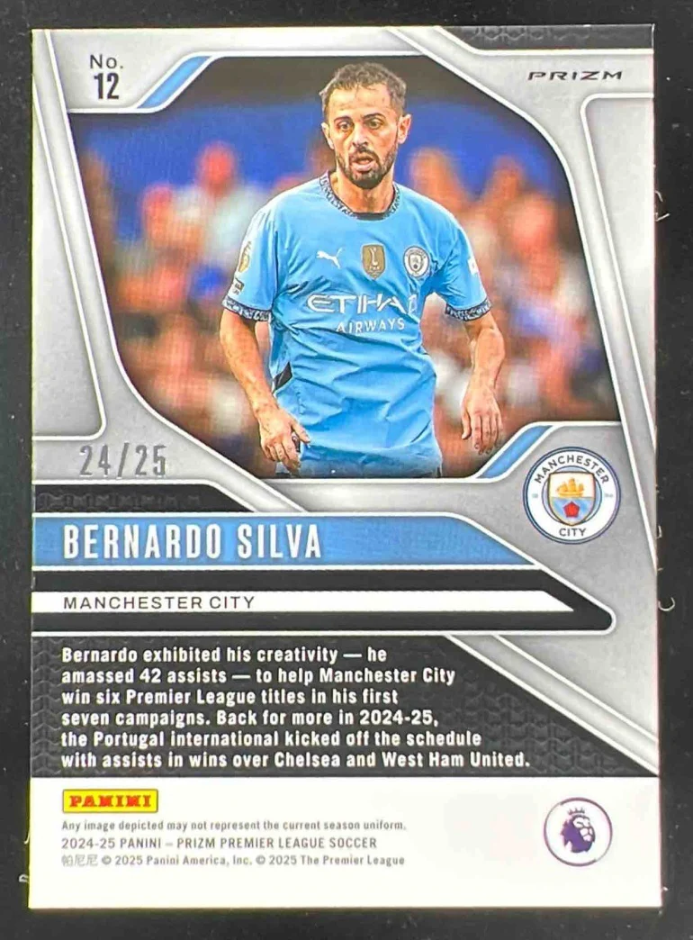 2024-25 Panini Prizm Premier League Red Stars Prizm #12 Bernardo Silva /25 - Image 2