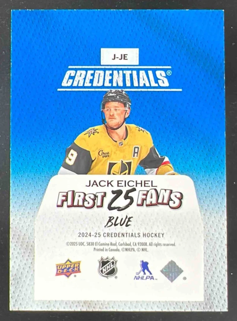 2024-25 Upper Deck Credentials Arena Giveaways Jerseys Blue Back Jack Eichel - Image 2