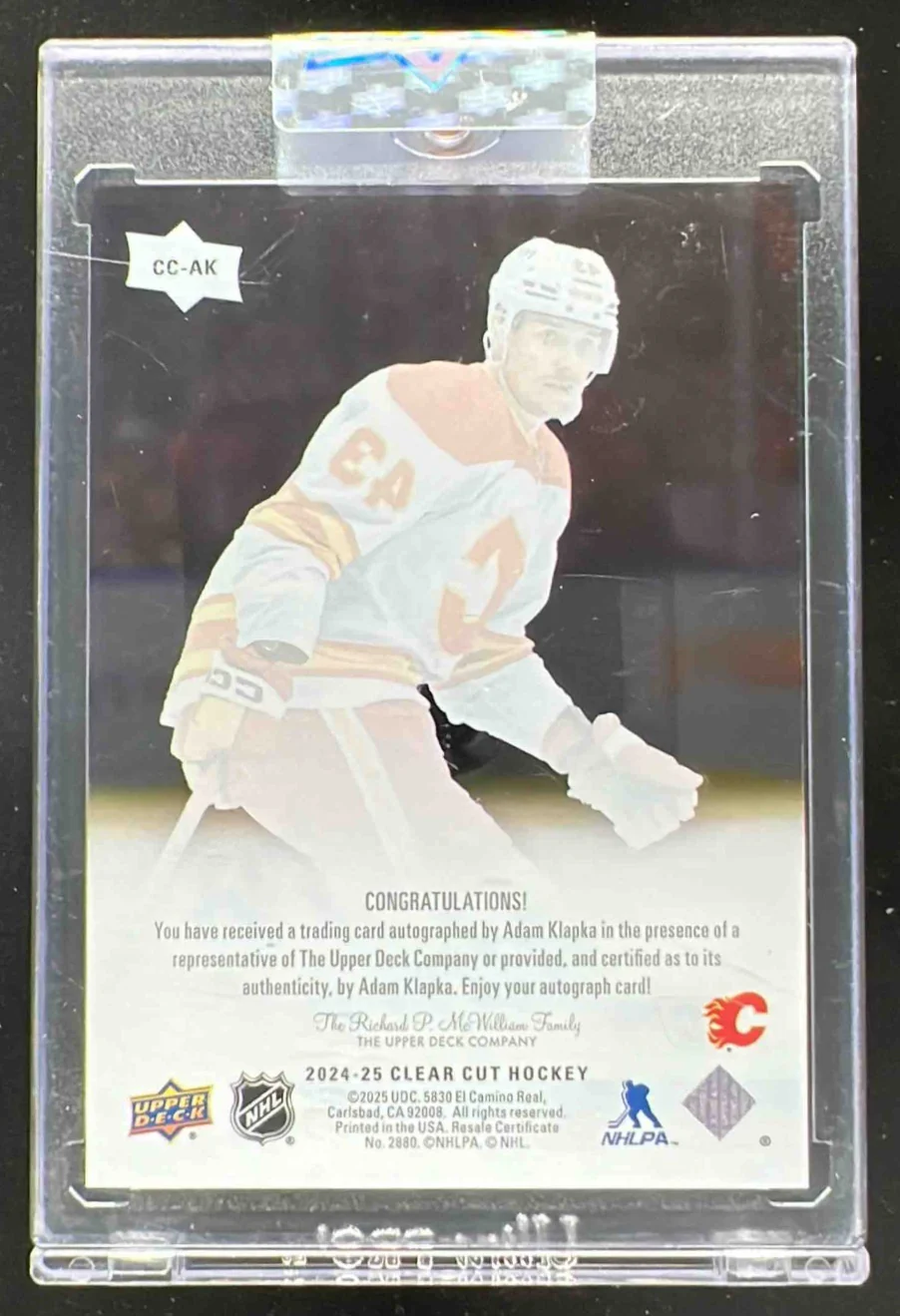 2024-25 Upper Deck Clear Cut #CC-AK Adam Klapka Rookie SP Autograph RC Auto - Image 2