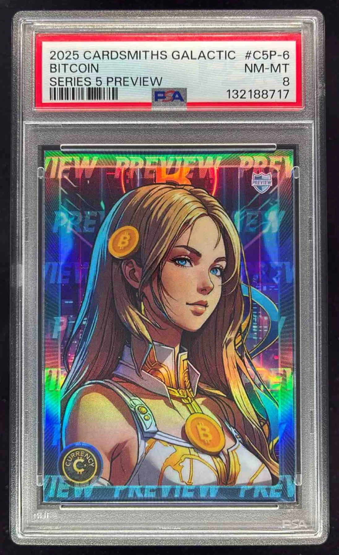 2025 Cardsmiths Galactic Series 5 Preview #C5P-6 Bitcoin PSA 8