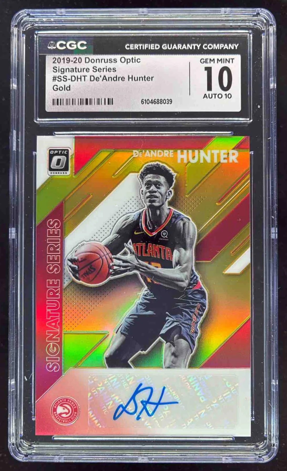 2019-20 Donruss Optic Signature Series Gold De Andre Hunter RC Auto /10 CGC 10