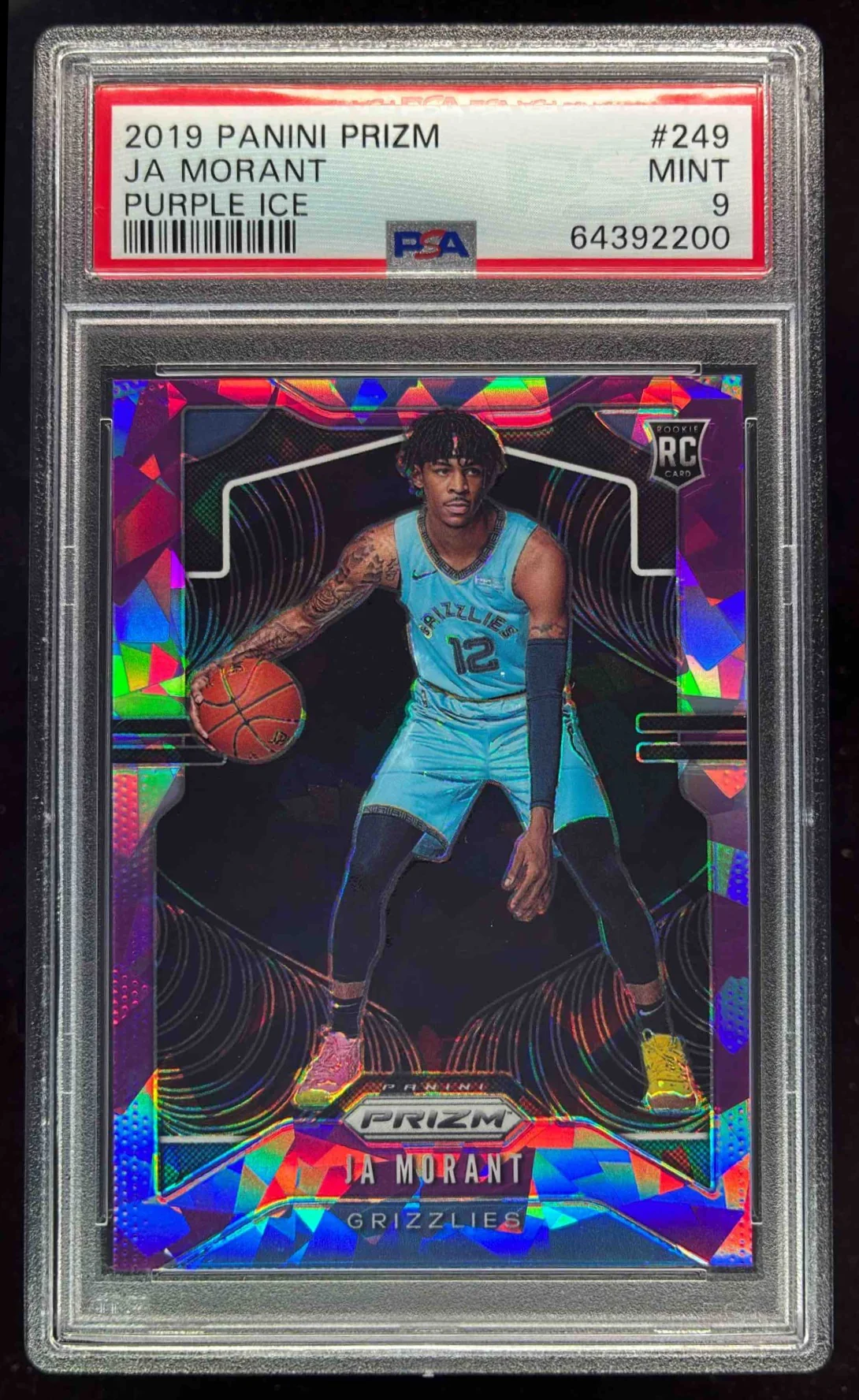 2019-20 Panini Prizm Prizms Purple Ice #249 Ja Morant RC /149 PSA 9