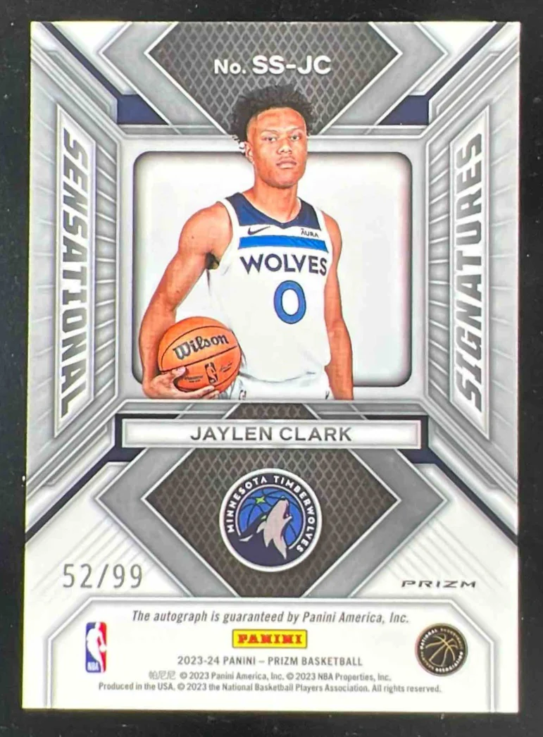 2023-24 Panini Prizm Sensational Prizms Red #SS-JC Jaylen Clark RC Auto /99 - Image 2