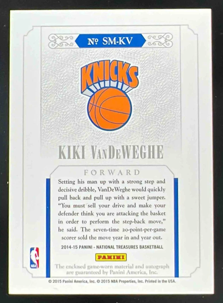 2014-15 National Treasures Signature Materials #SM-KV Kiki Vandeweghe Auto /75 - Image 2
