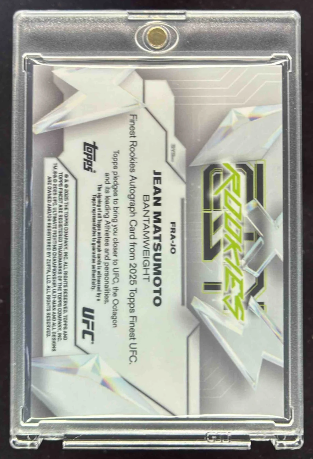 2025 Topps UFC Finest Rookie Red Refractor #FRA-JO Jean Matsumoto RC Auto /5 - Image 2