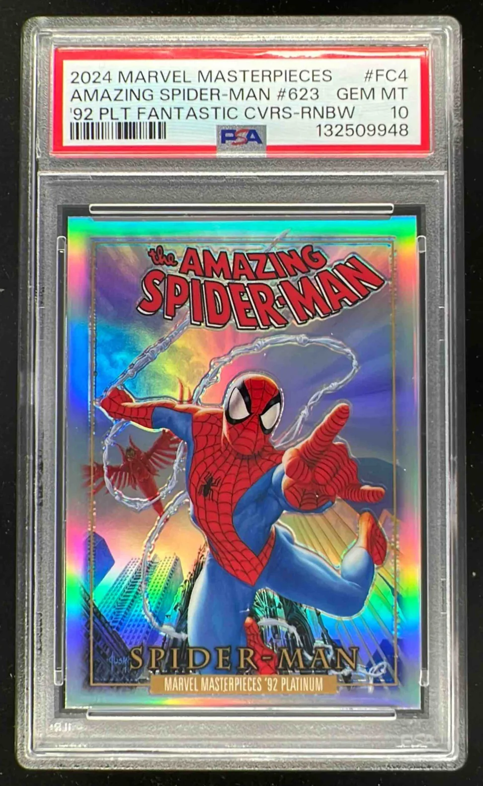 2024 UD Marvel Masterpieces '92 Fantastic Rainbow Amazing Spider-Man 1999 PSA 10