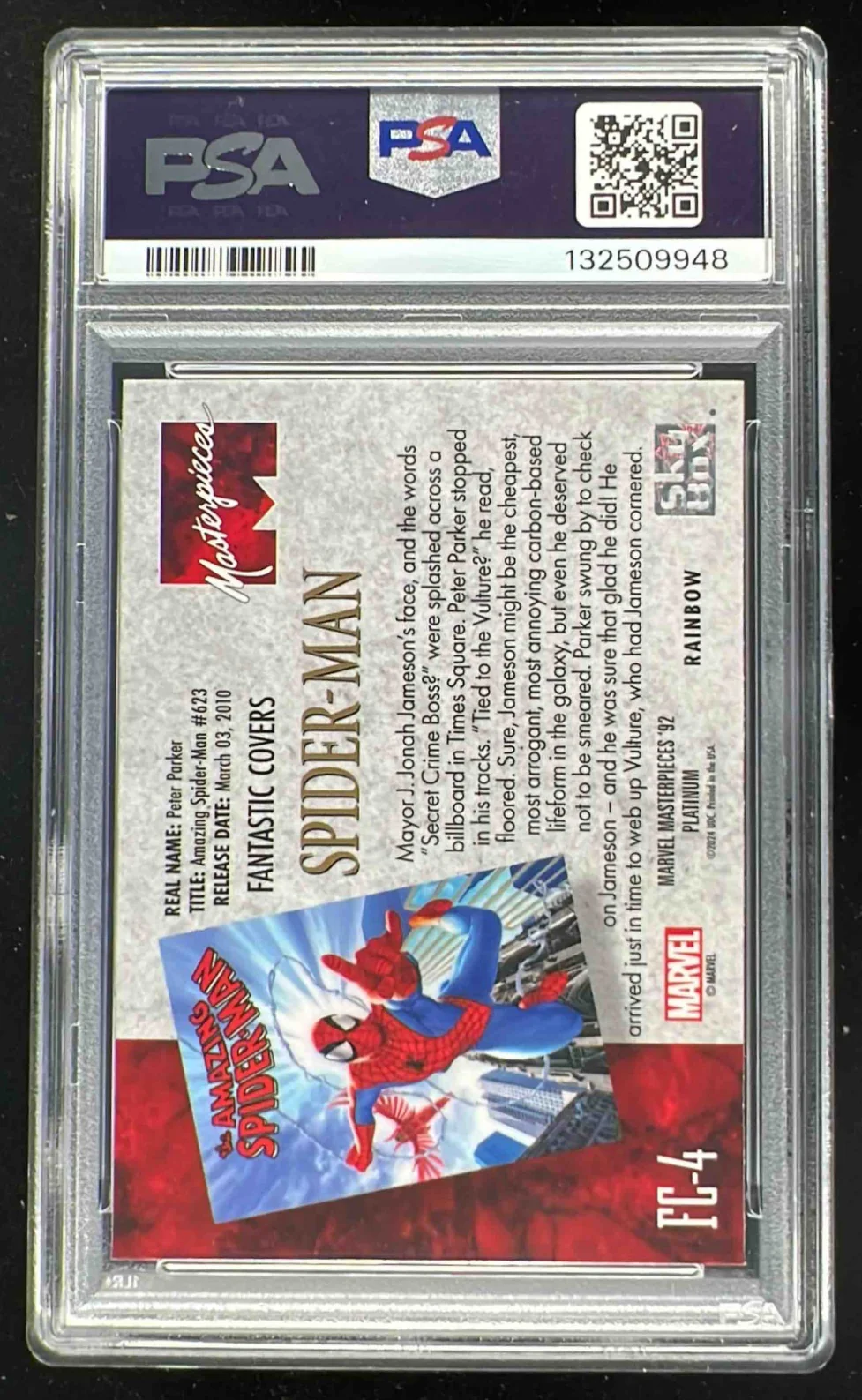 2024 UD Marvel Masterpieces '92 Fantastic Rainbow Amazing Spider-Man 1999 PSA 10 - Image 2