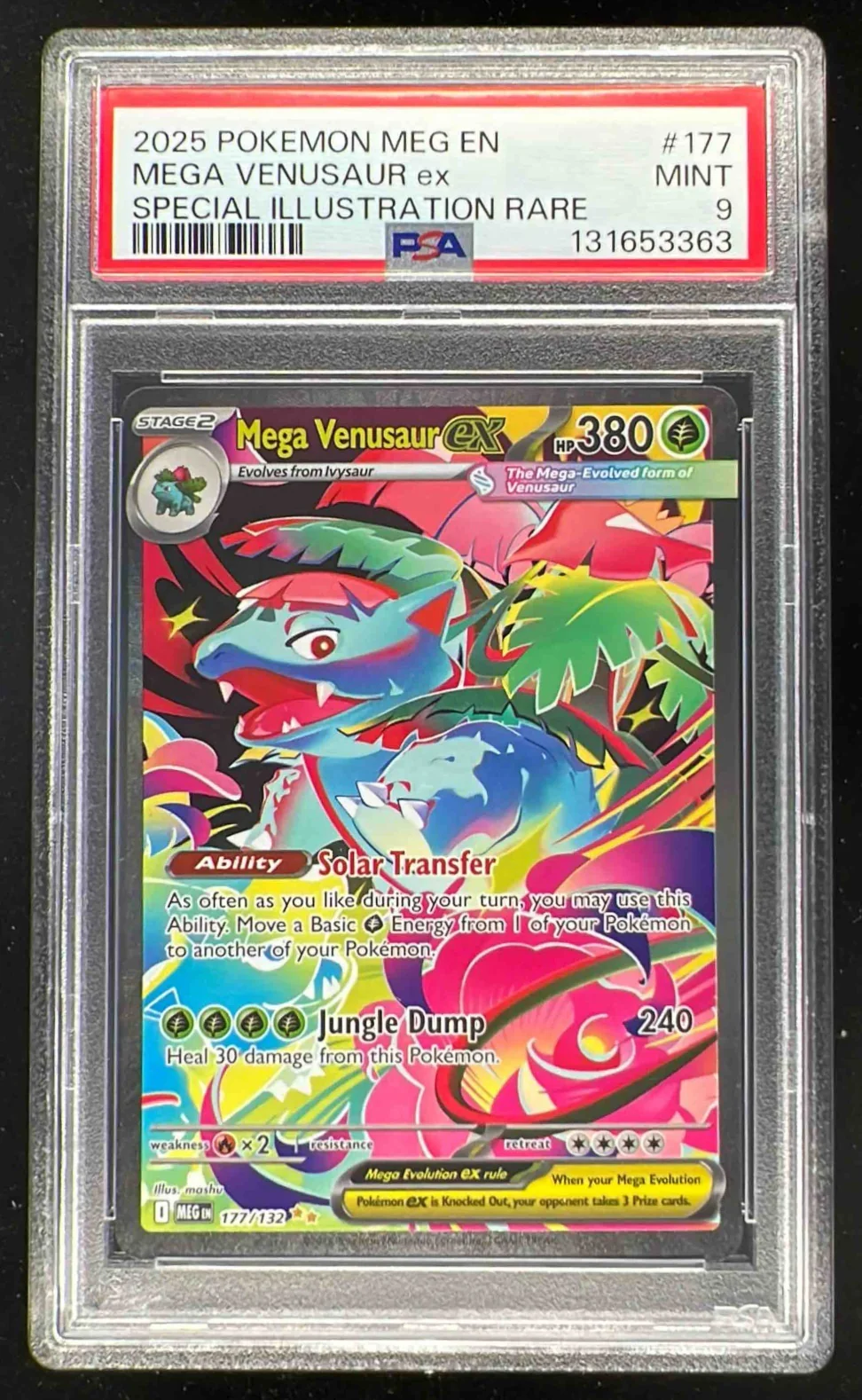 2025 Pokemon Mega Evolution #177 Mega Venusaur Special Illustration Rare PSA 9