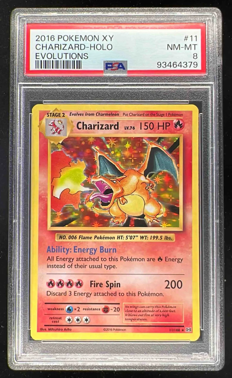 2016 Pokemon XY Evolutions #11/108 Charizard Holo PSA 8