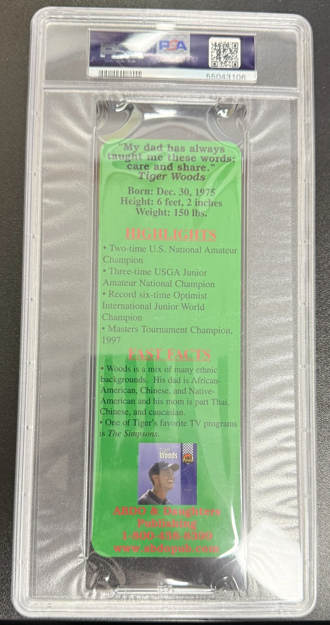 1997 Awesome Athletes Bookmarks Tiger Woods PSA 9 - Image 2