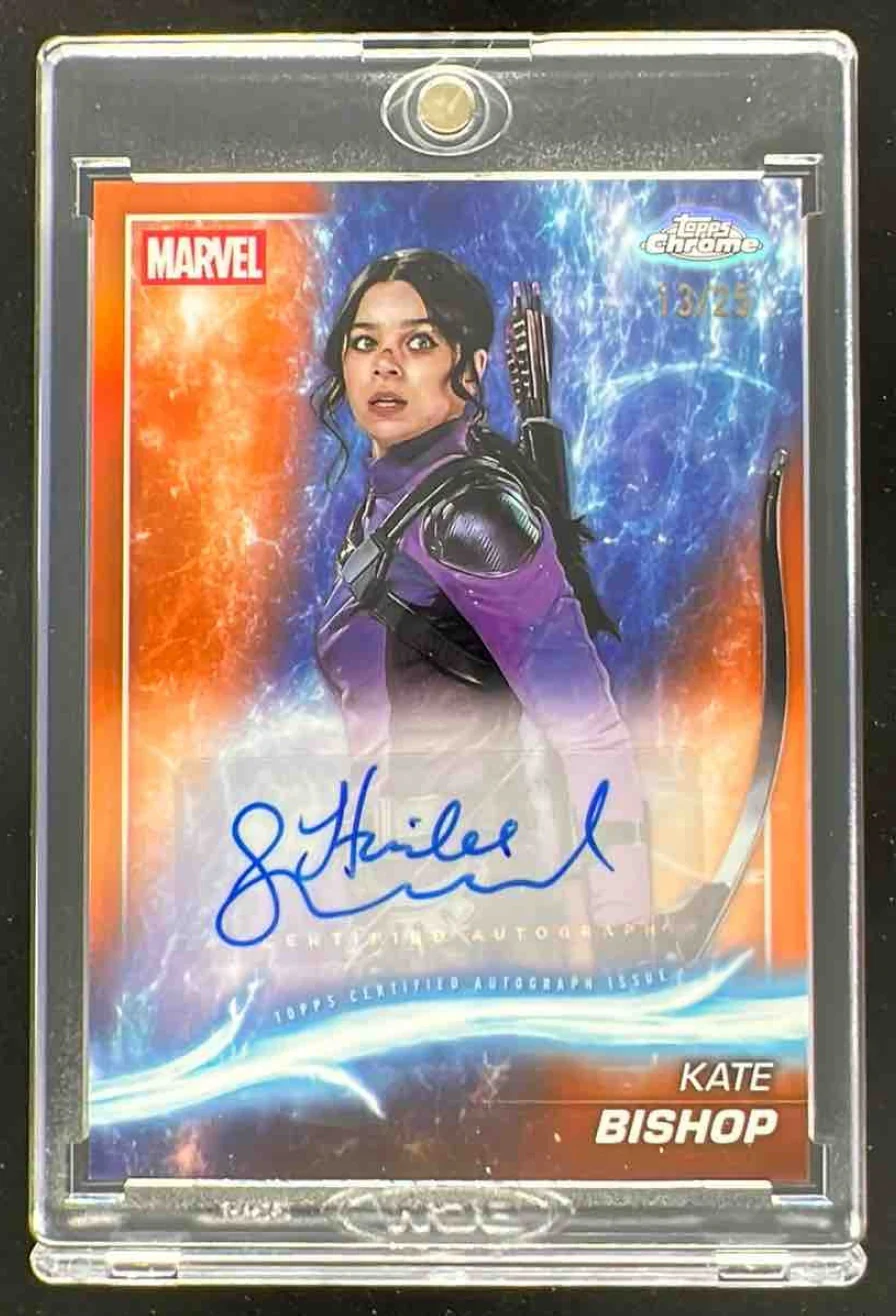 2025 Topps Chrome Marvel Studios Orange Hailee Steinfeld Kate Bishop Auto /25