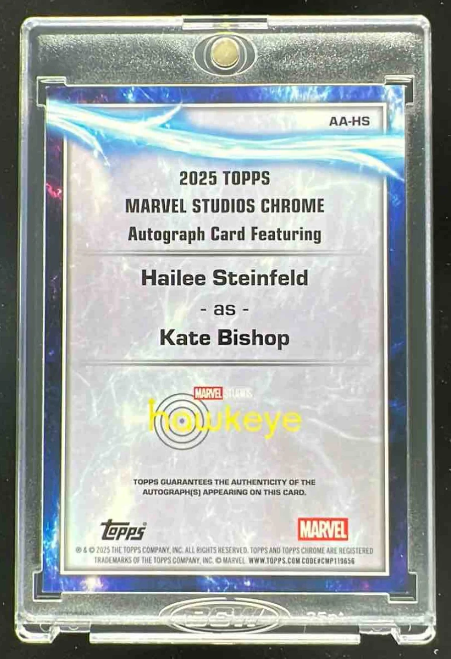2025 Topps Chrome Marvel Studios Orange Hailee Steinfeld Kate Bishop Auto /25 - Image 2
