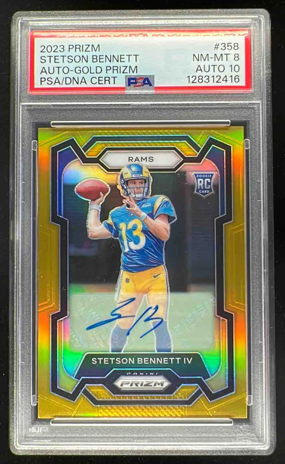 2023 Panini Prizm Rookie Prizm Gold #358 Stetson Bennett IV RC Auto /10 PSA 8