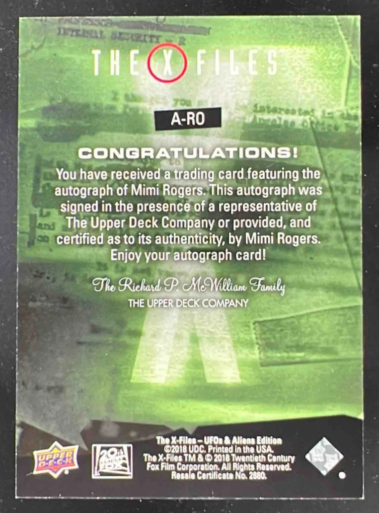 2018 Upper Deck The X Files Paranormal Script Auto Mimi Rogers Diana Fowley - Image 2