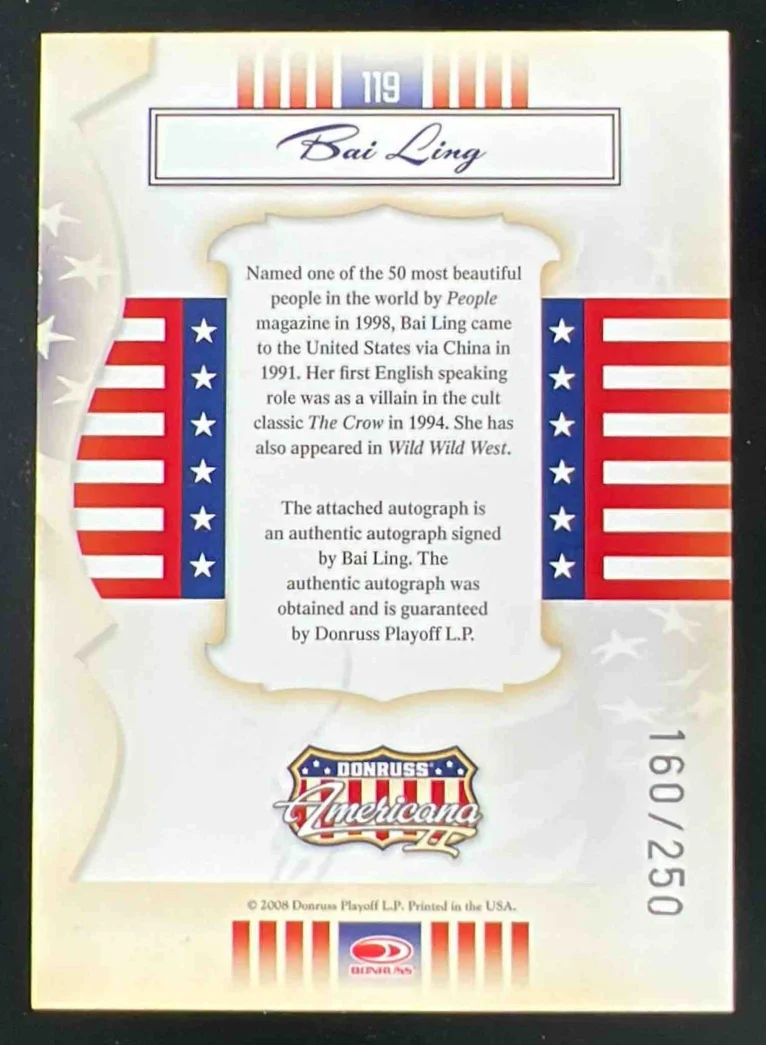 2008 Donruss Americana II Private Signings #119 Bai Ling Autograph Auto /250 - Image 2