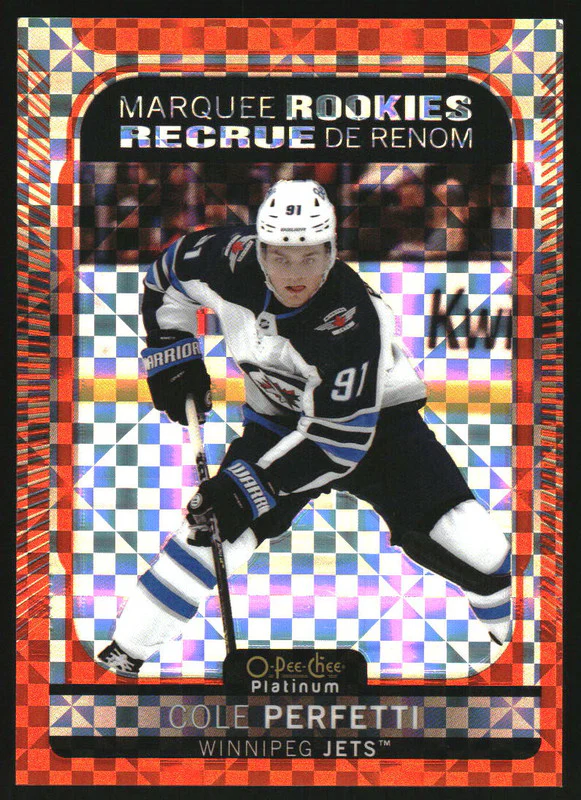 2021-22 O-Pee-Chee Platinum Orange Checkers #290 Cole Perfetti RC /25