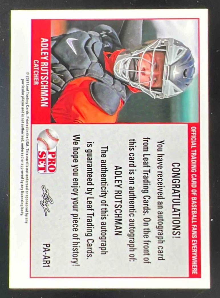 2021 Pro Set Metal 1989 Pro Set Autographs Wave Orange #AR1 Adley Rutschman Auto - Image 2