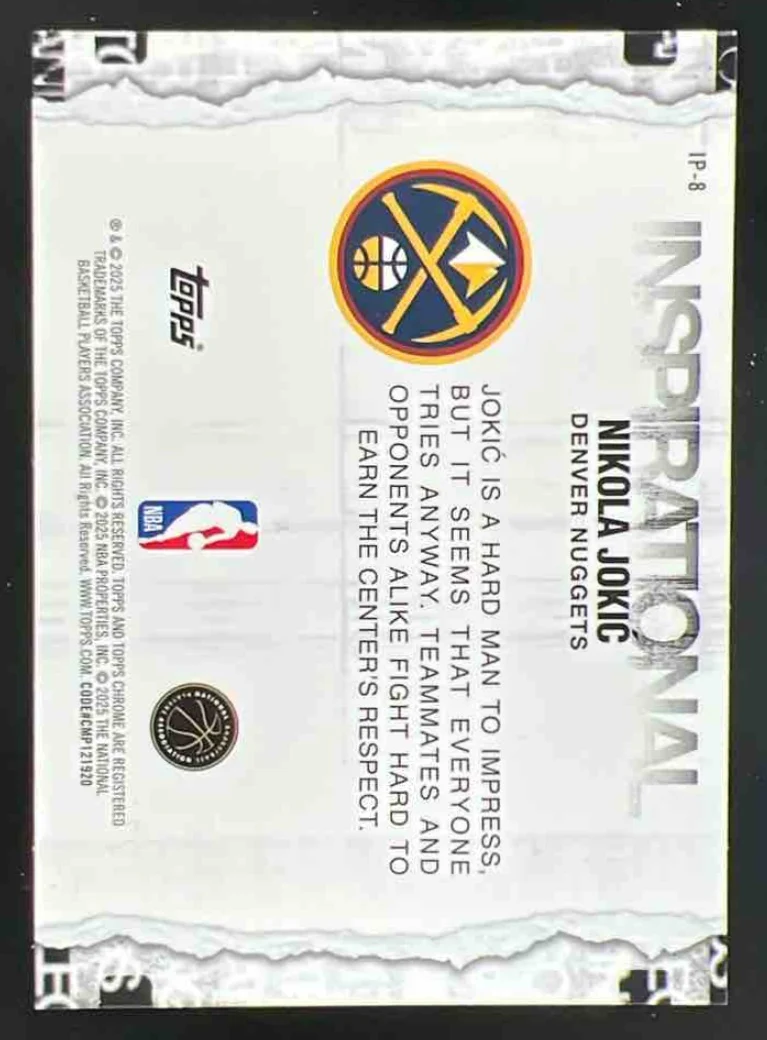 2025-26 Topps Chrome Inspirational Teal Refractor #IP-8 Nikola Jokic /299 - Image 2