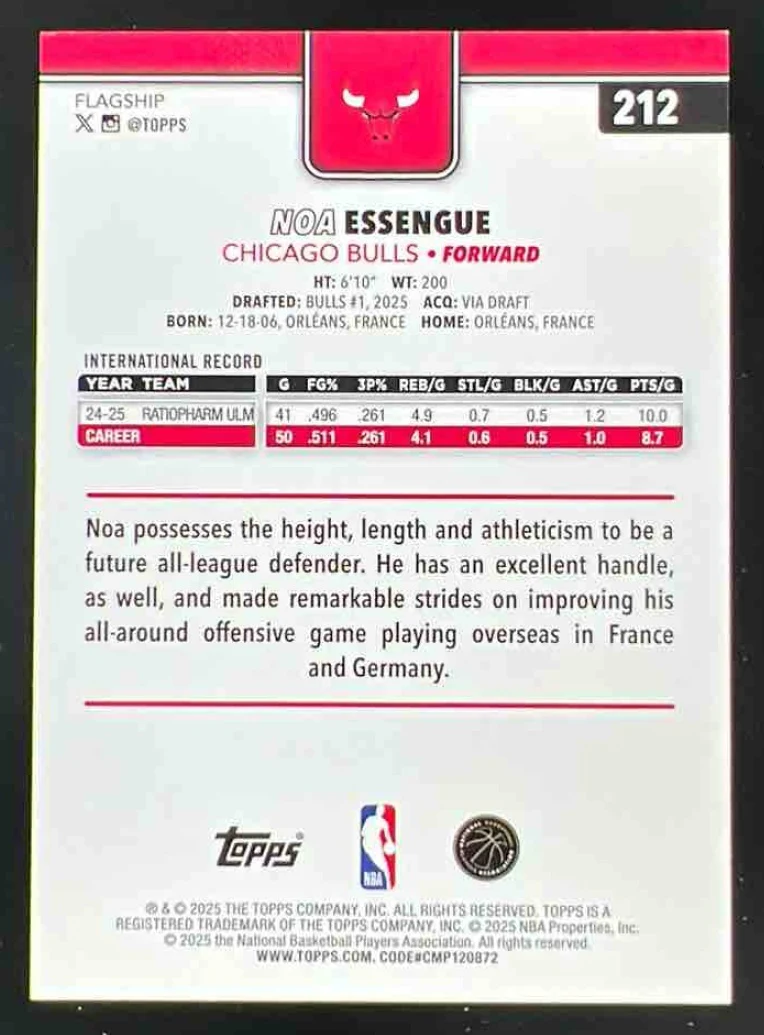 2025-26 Topps Black #212 Noa Essengue RC /68 - Image 2