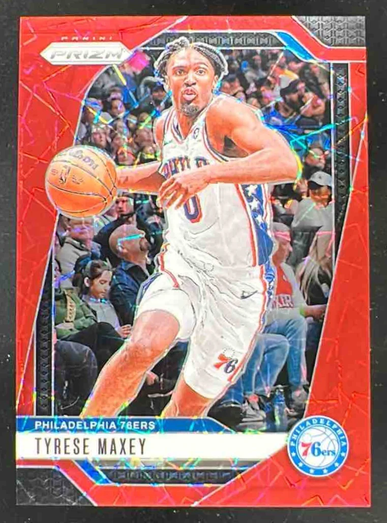 2024-25 Panini Prizm Red Lazer Prizm #96 Tyrese Maxey /35