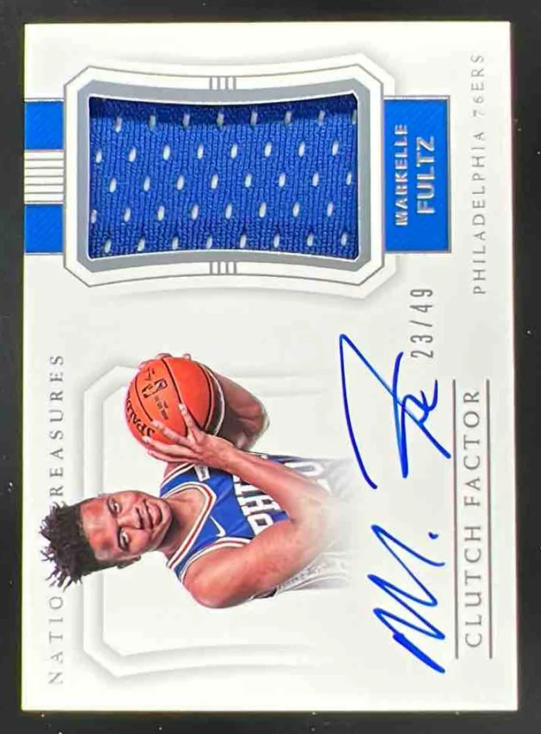 2017-18 Panini National Treasures Clutch Factor Jersey Auto Markelle Fultz /49