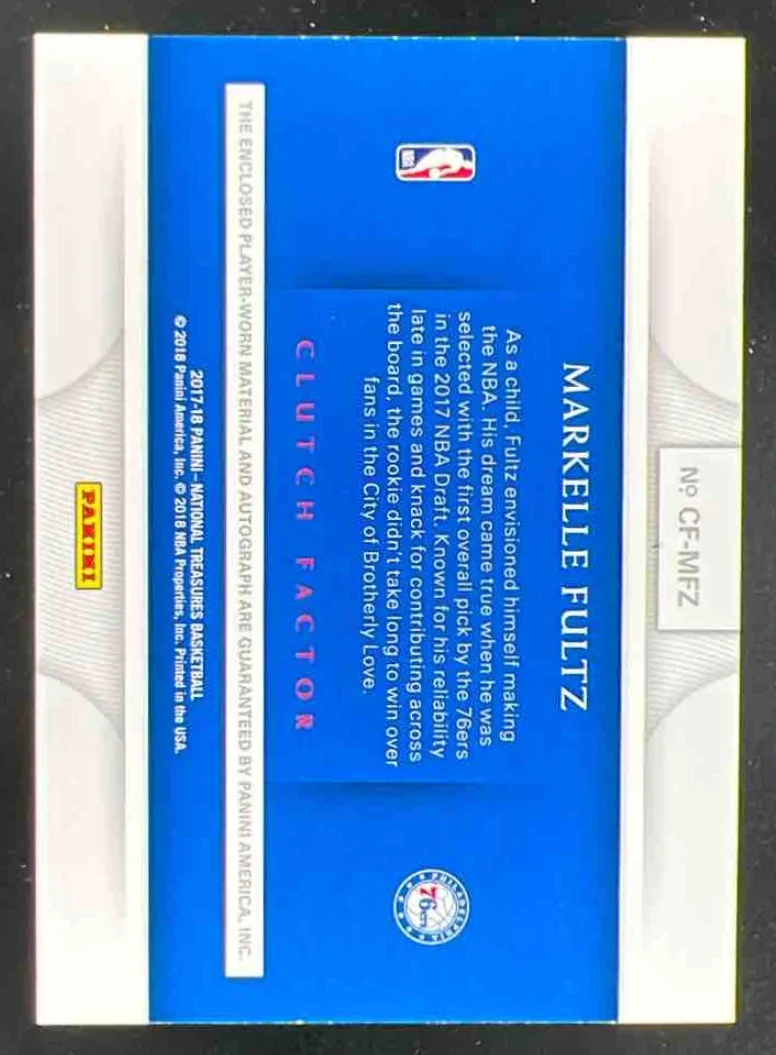 2017-18 Panini National Treasures Clutch Factor Jersey Auto Markelle Fultz /49 - Image 2