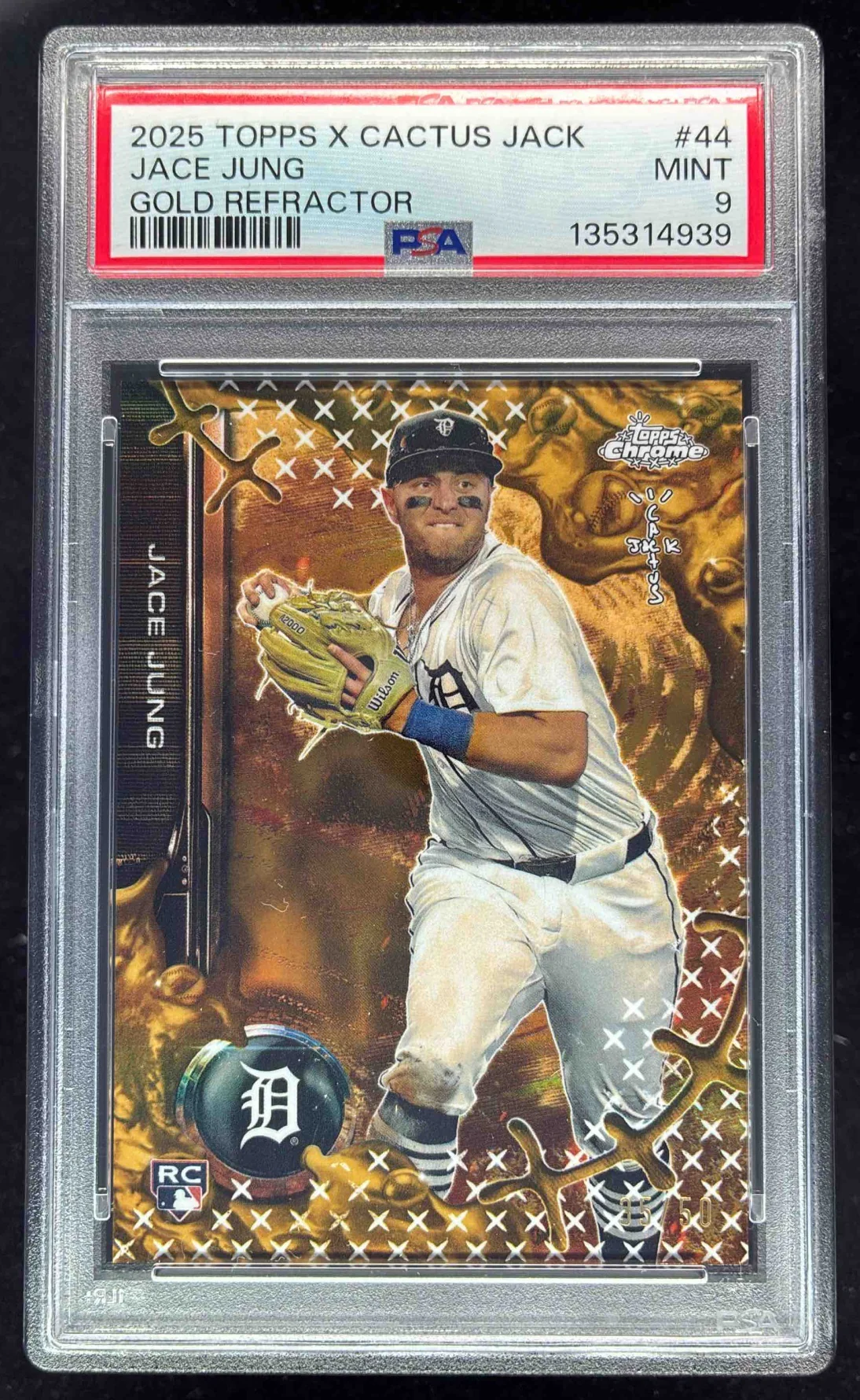 2025 Topps Chrome x Cactus Jack Gold Refractor #44 Jace Jung /50 PSA 9