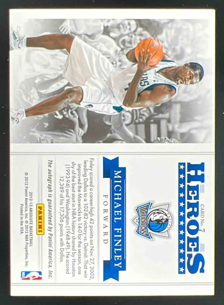 2012-13 Panini Absolute Heroes Autographs #7 Michael Finley Auto /49 - Image 2