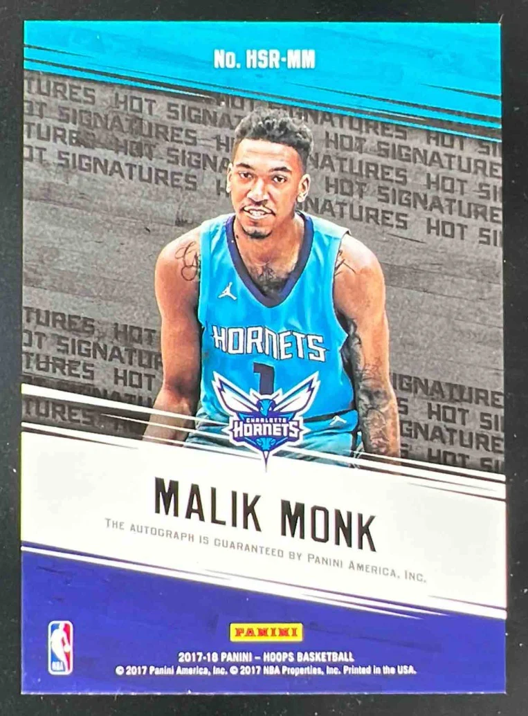 2017-18 Hoops Hot Signatures Rookies Malik Monk RC Auto - Image 2