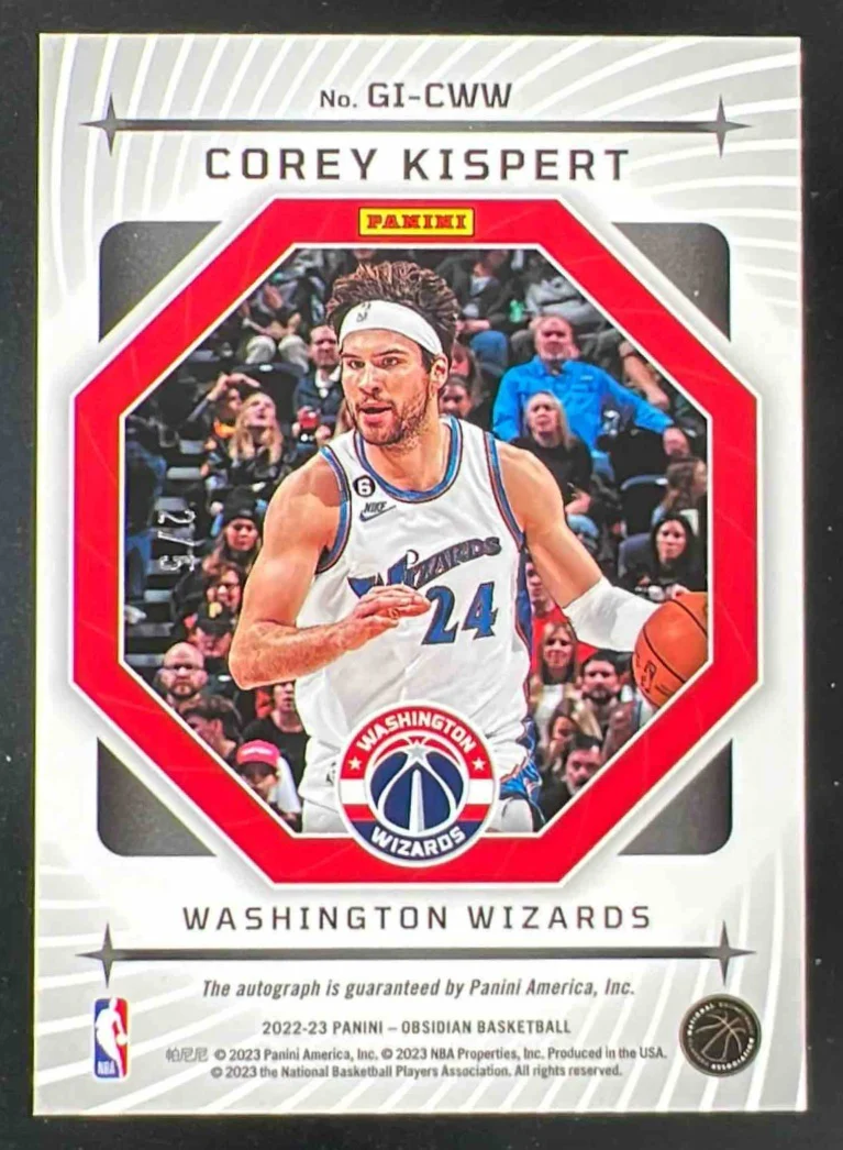 2022-23 Obsidian Galaxy Ink Electric Etch Red #GI-CWW Corey Kispert Auto /5 - Image 2