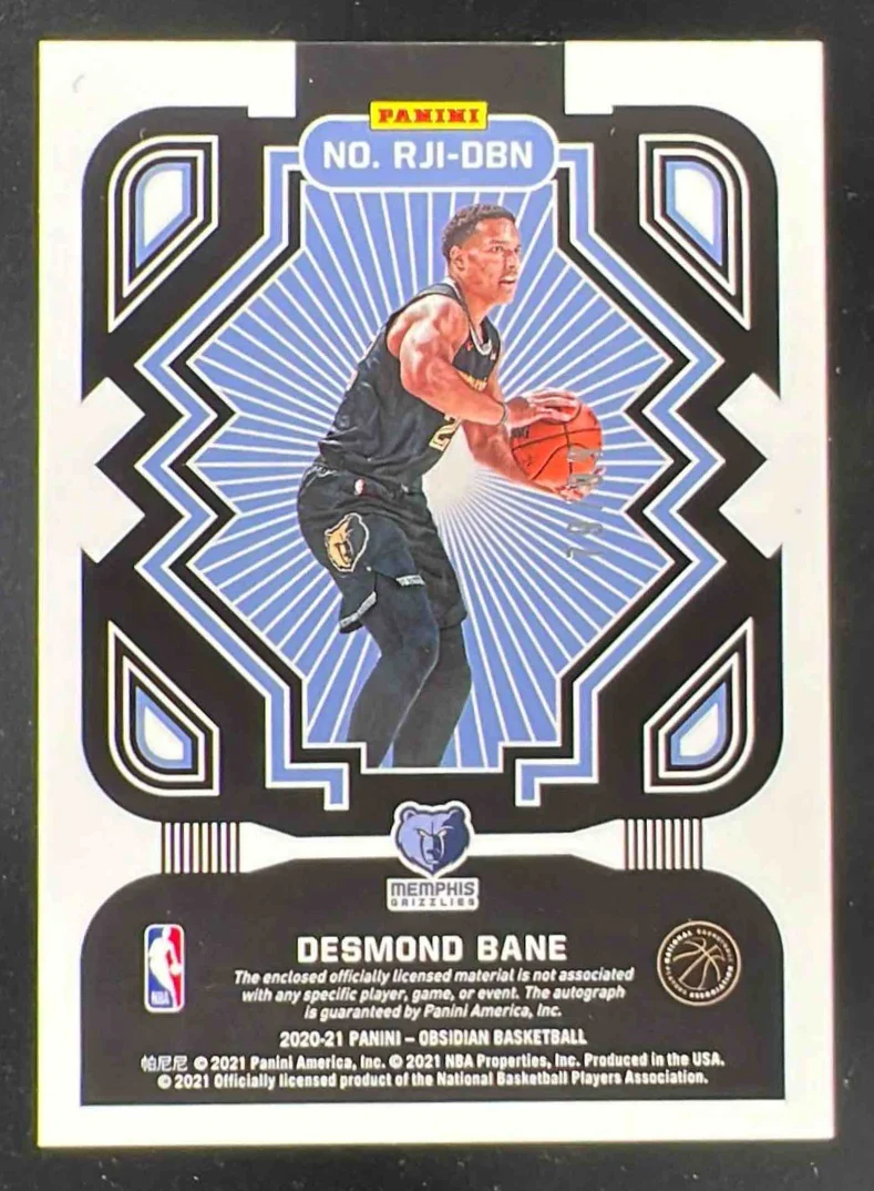 2020-21 Obsidian Rookie Jersey Ink #RJI-DBN Desmond Bane Autograph RC Auto /99 - Image 2