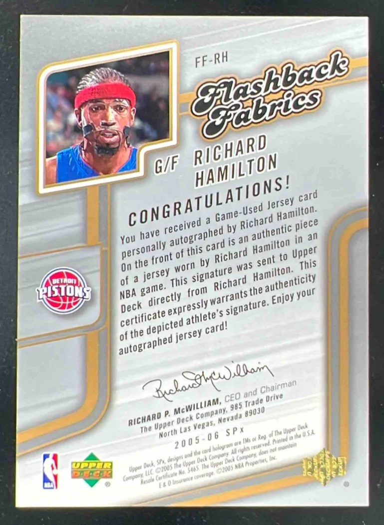 2005-06 SPx Flashback Fabrics #FF-RH Richard Hamilton Auto - Image 2