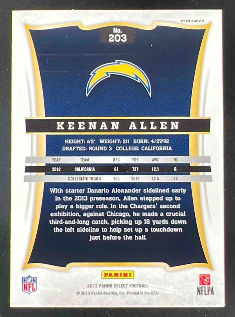 2013 Panini Select Prizm #203 Keenan Allen RC - Image 2
