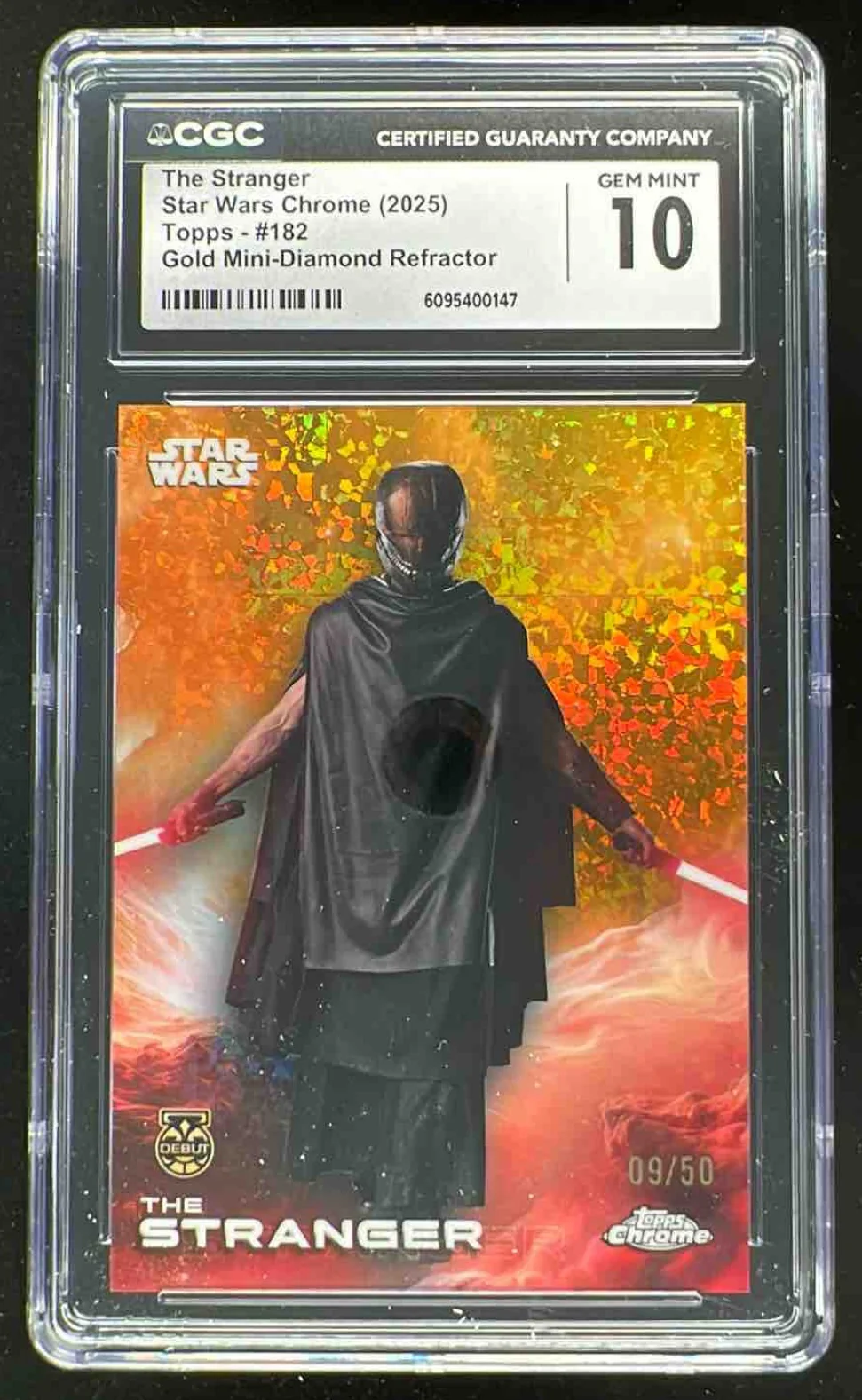 2025 Topps Chrome Star Wars Gold Mini Diamonds #182 The Stranger /50 CGC 10