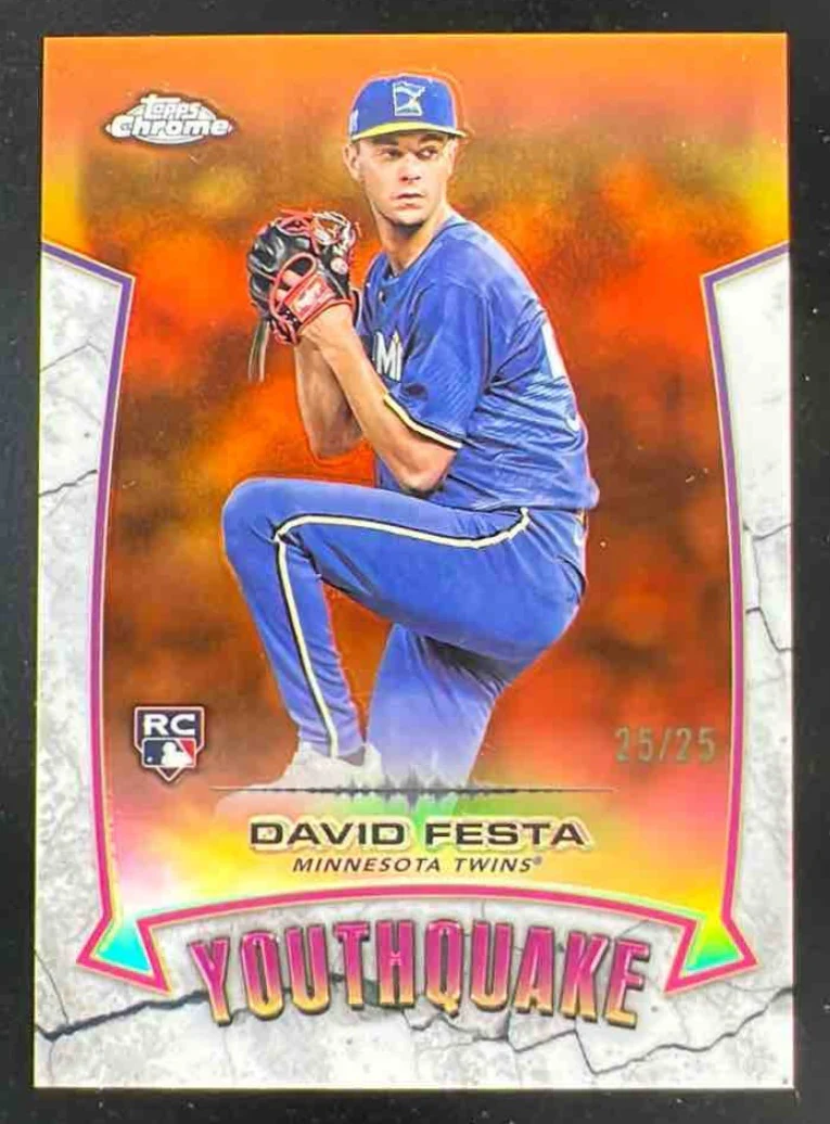 2025 Topps Chrome YouthQuake Orange Refractor #YQ-15 David Festa /25